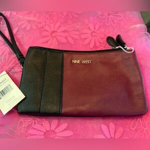 Nine West Black and Burgundy wristlet